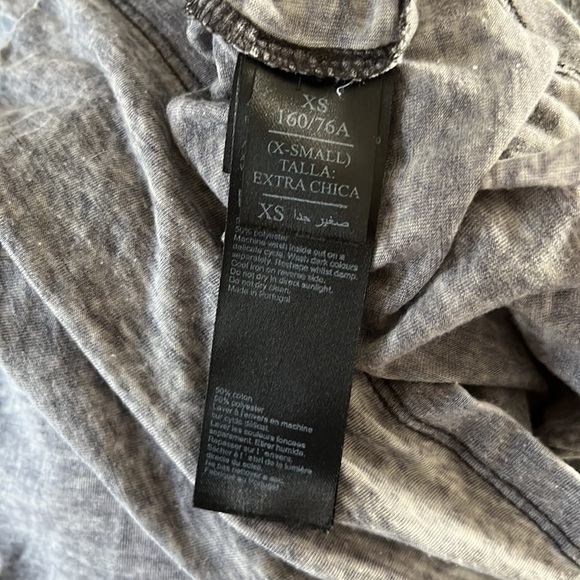 All Saints Aino Acid Wash Cold Shoulder Long Sleeve Top Gray - Picture 11 of 13